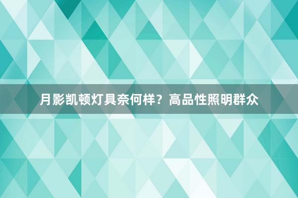 月影凯顿灯具奈何样？高品性照明群众